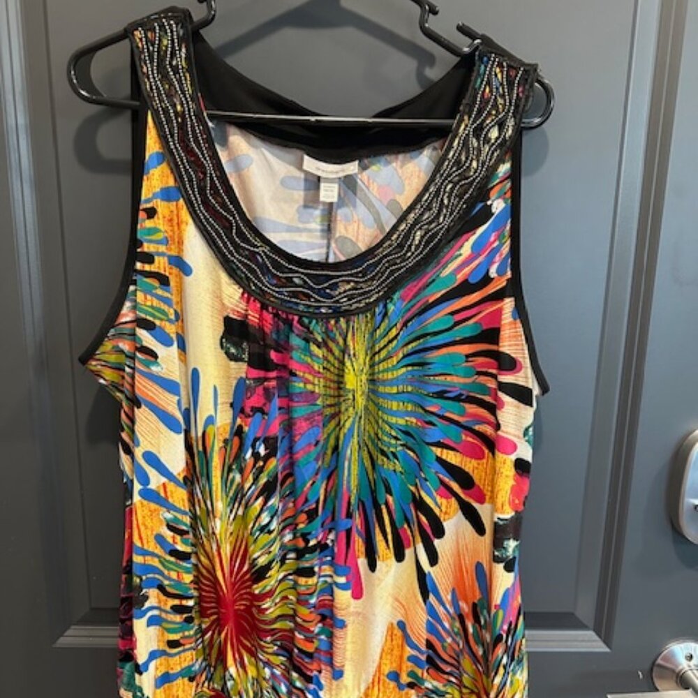 Dressbarn Women's 18/20 Sleeveless Multi Colored Blouse